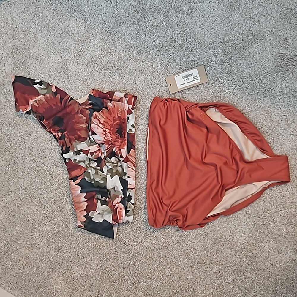 Messina Icon Wave Crop Top + Light Rust Ruched High-Waisted Bottoms